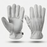 Fine Quality Unlined Goatskin Leather Driving Gloves in White Color Safety Gloves Comfortable Design Luvas De Motorista